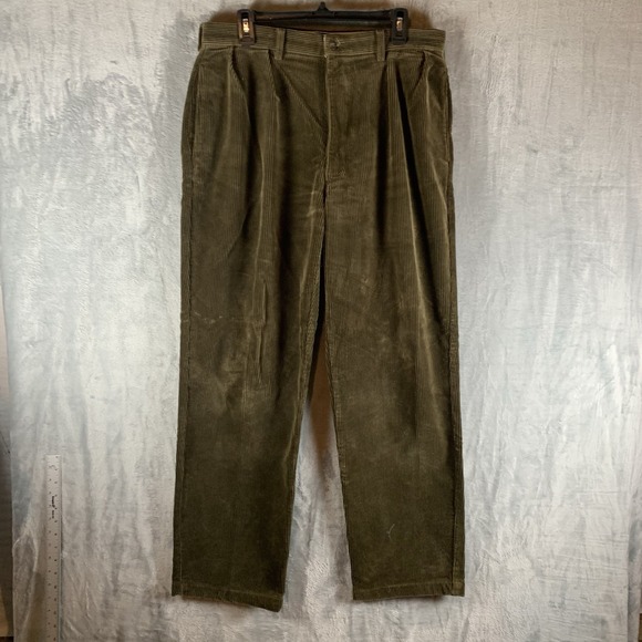 VTG Polo Ralph Lauren Mens Andrew Pants Cords Corduroy 35 / 32 Brown 100% Cotton - Picture 1 of 10